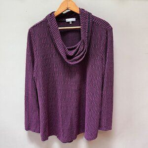 Habitat Women's Purple Textured Cowl Neck‎ Long Sleeve Top Size M